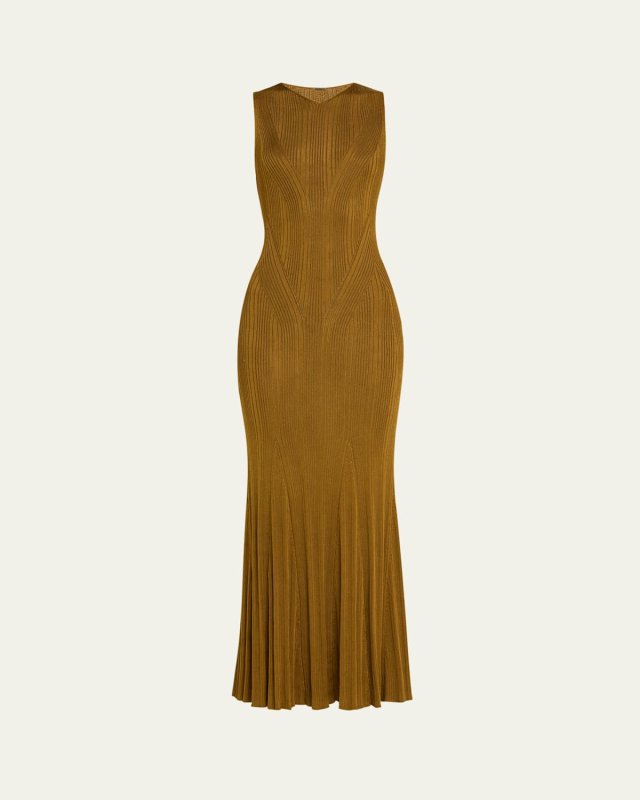 Silk Engineered Rib Sleeveless Maxi Dress